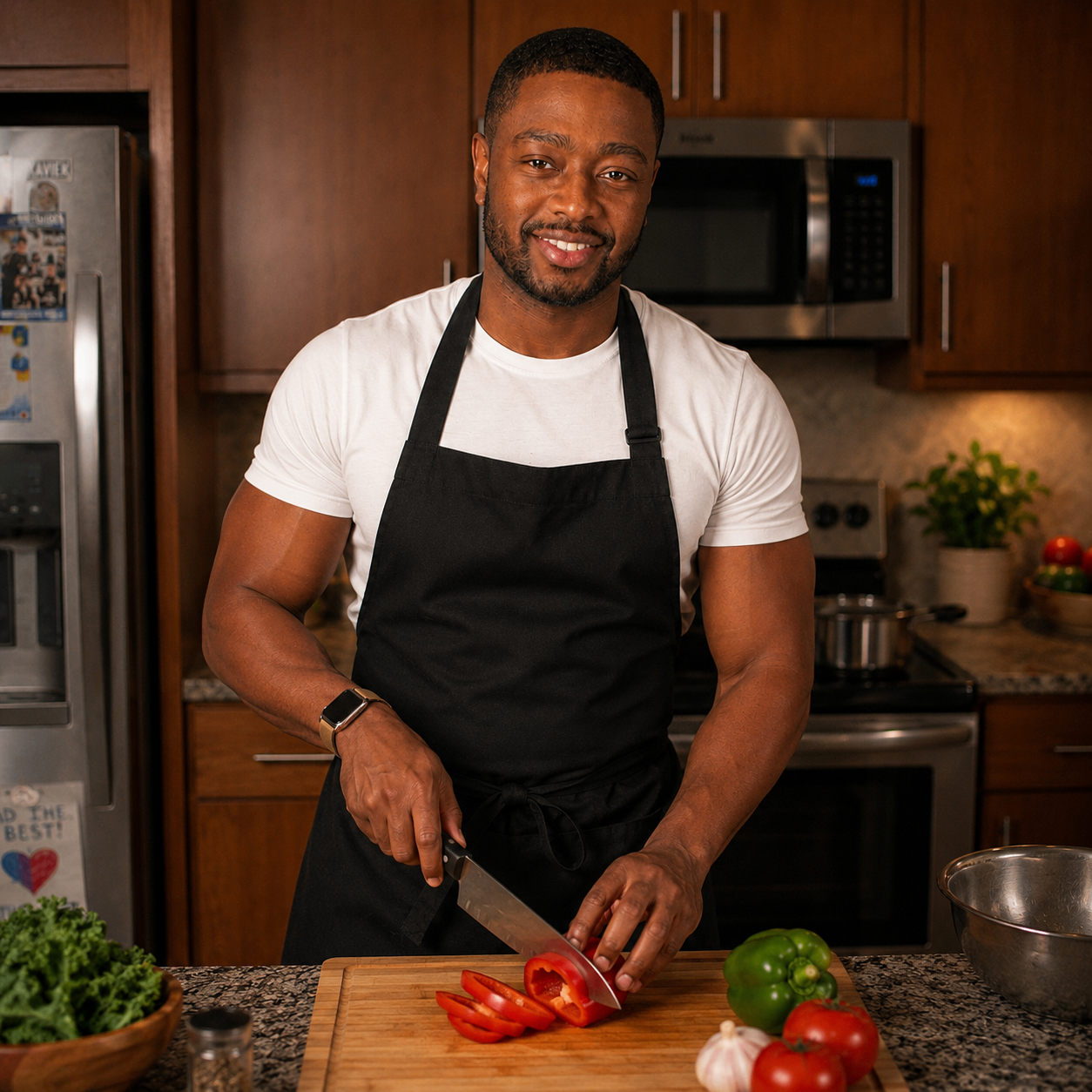 Diet Coach Keith cooking in his kitchen